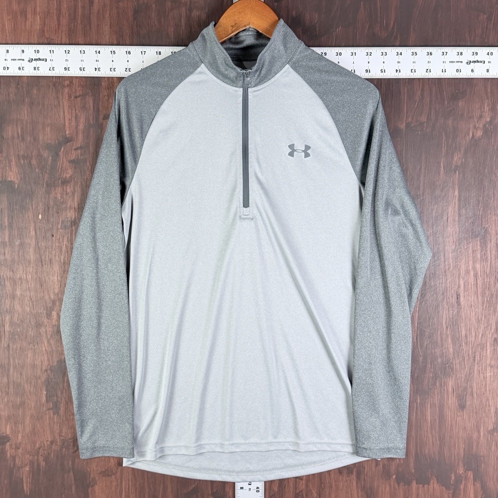 Under Armour UA Zip Pullover Long Sleeve Heather Gray 1345712 Men's Medium Activ